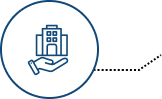Icon of a hand holding a building, symbolizing business support